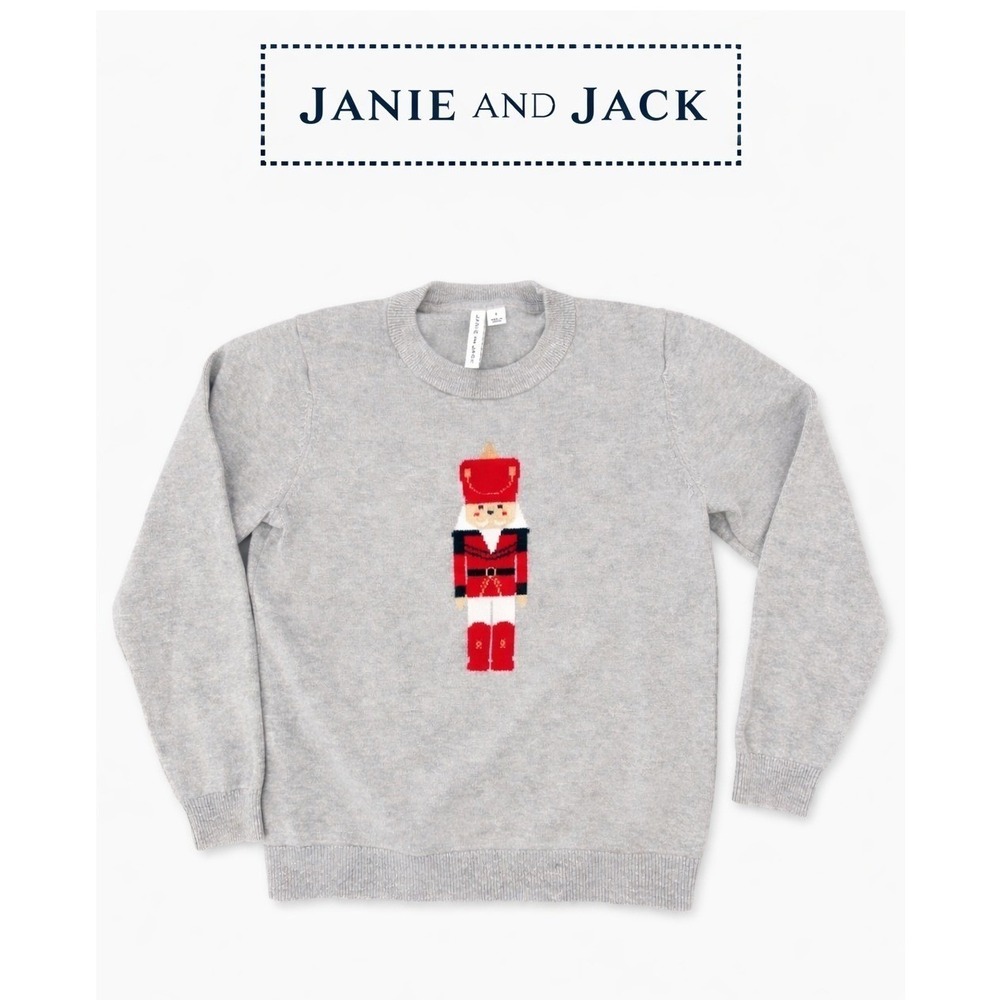 Janie and Jack Nutcracker Sweater Gray Holiday Knit Boys Girls